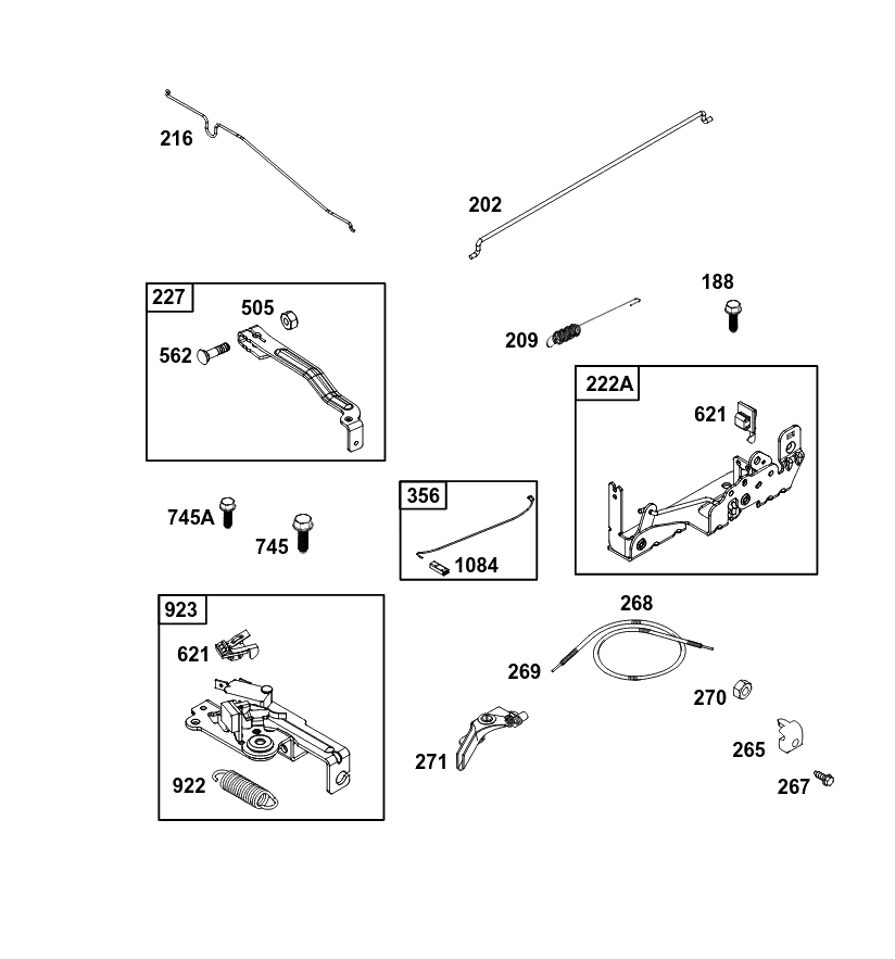 Controls Group Diagram and Parts List for 093J02-0034-H5 020000 - 09Z999 Briggs and Stratton Engine